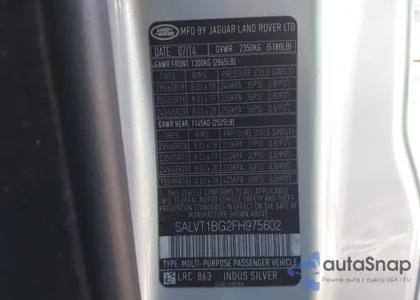 2015 Land Rover Range Rover Evoque Dynamic z USA, uszkodzony, nr VIN SALVT1BG2FH975602